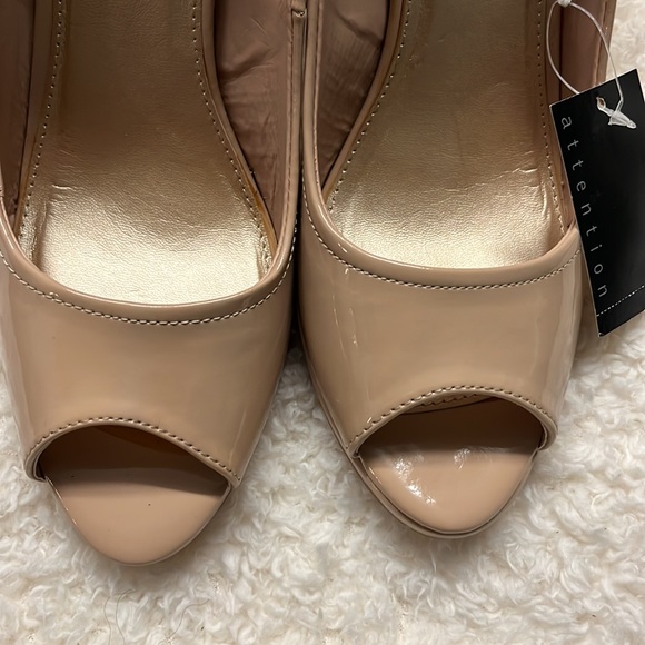 Heels peep toe wedge platform nude heels NWT attention size 10 - Picture 5 of 13